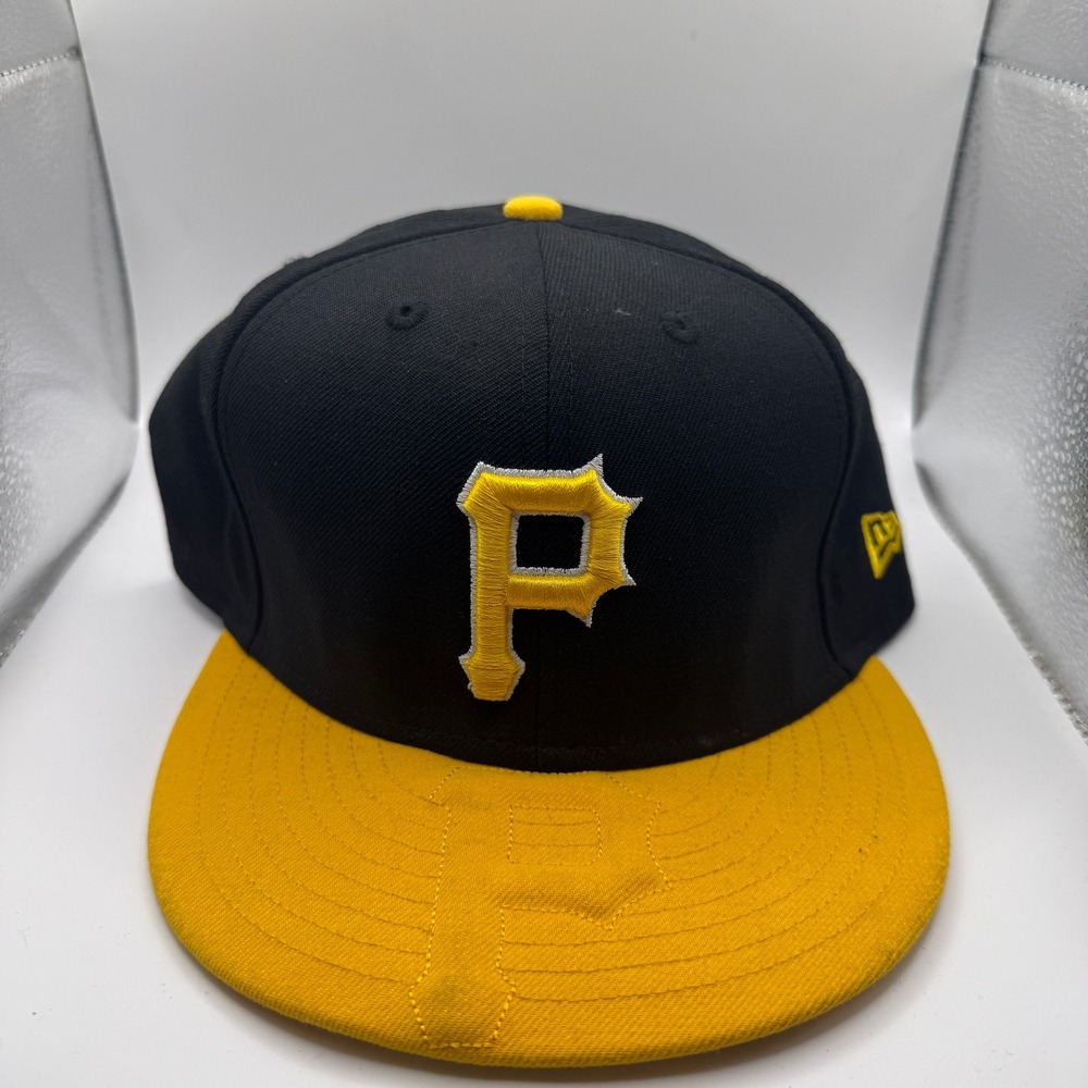 New Era 59FIFTY Pittsburgh Pirates Fitted Hat Size 7 5/8 Black Yellow MLB Cap
